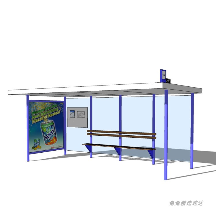 su草图大师现代公车站台公交车站候车亭停靠站等车站规划SU模型 第5张