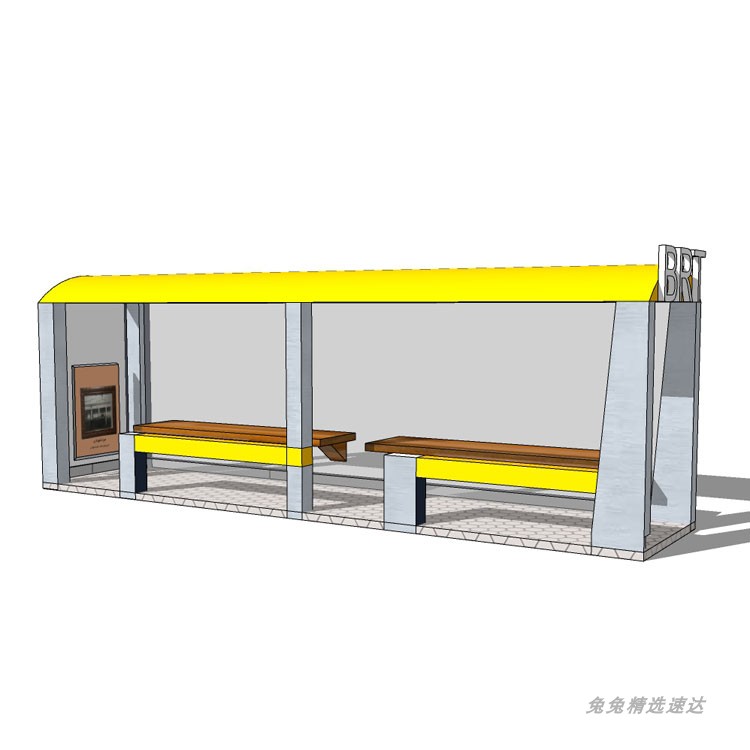 su草图大师现代公车站台公交车站候车亭停靠站等车站规划SU模型 第9张