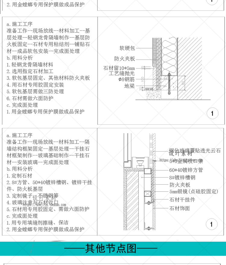 室内设计CAD节点大样施工图纸素材家装吊顶墙面装修立面剖面详图 第14张