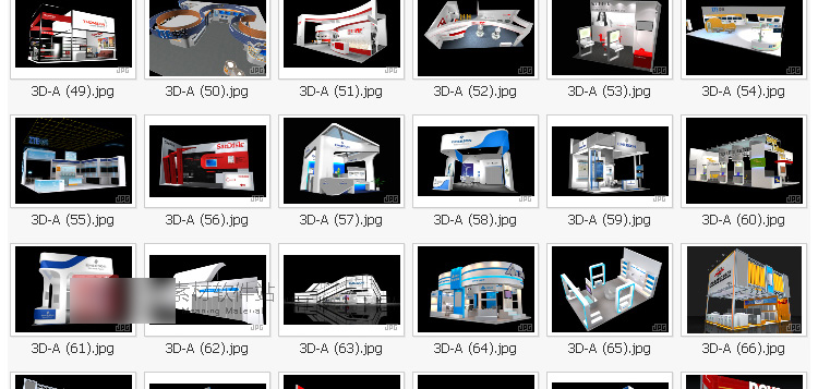 3dmax模型 商业展览展厅设计3D模型 展示展会展柜3d效果图模型库 第36张