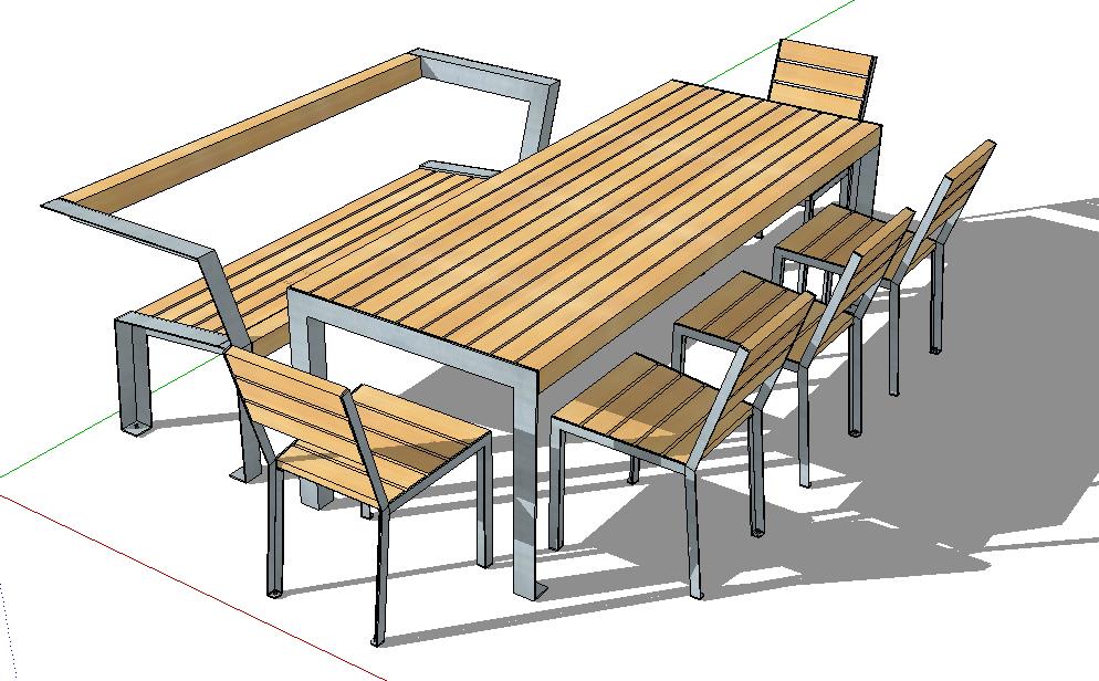 草图大师室外桌椅子太阳伞SU模型庭院景观户外家具沙发座椅组件库 第5张