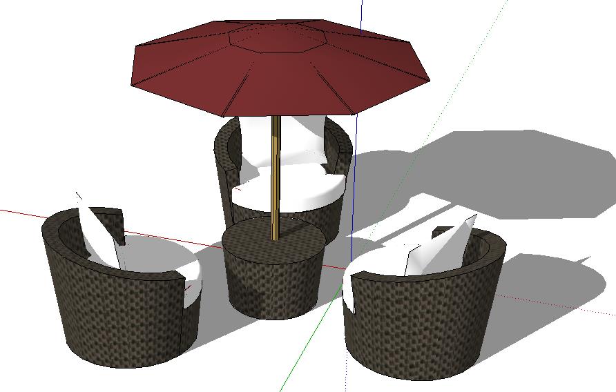 草图大师室外桌椅子太阳伞SU模型庭院景观户外家具沙发座椅组件库 第7张