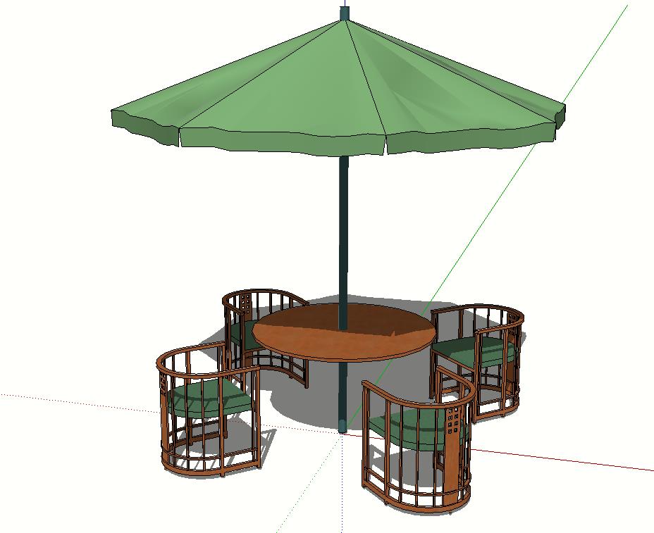 草图大师室外桌椅子太阳伞SU模型庭院景观户外家具沙发座椅组件库 第15张