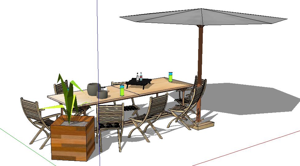 草图大师室外桌椅子太阳伞SU模型庭院景观户外家具沙发座椅组件库 第17张