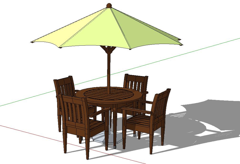 草图大师室外桌椅子太阳伞SU模型庭院景观户外家具沙发座椅组件库 第21张