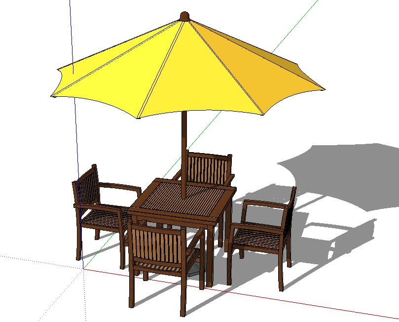 草图大师室外桌椅子太阳伞SU模型庭院景观户外家具沙发座椅组件库 第24张