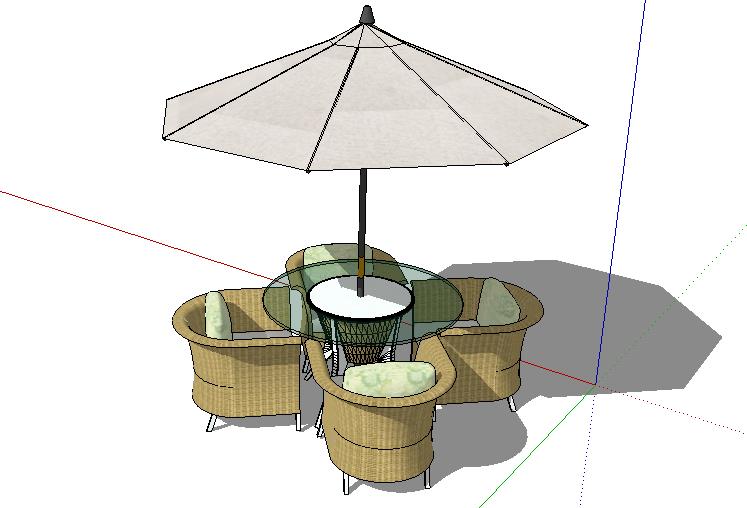 草图大师室外桌椅子太阳伞SU模型庭院景观户外家具沙发座椅组件库 第25张