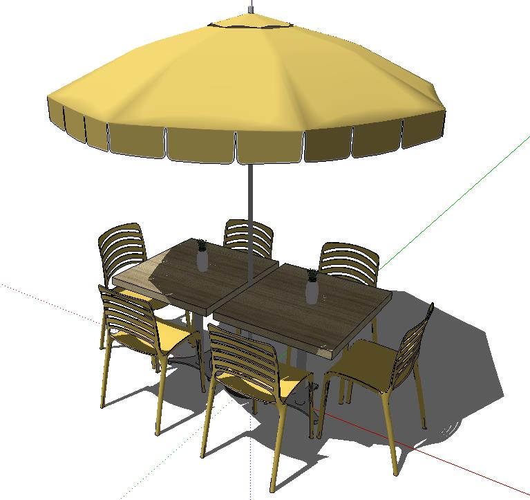 草图大师室外桌椅子太阳伞SU模型庭院景观户外家具沙发座椅组件库 第27张