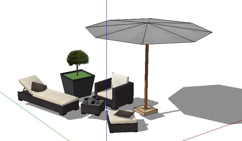 草图大师室外桌椅子太阳伞SU模型庭院景观户外家具沙发座椅组件库 第28张