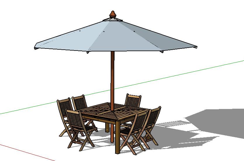 草图大师室外桌椅子太阳伞SU模型庭院景观户外家具沙发座椅组件库 第34张