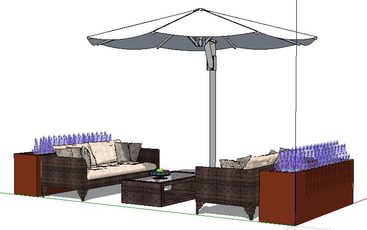 草图大师室外桌椅子太阳伞SU模型庭院景观户外家具沙发座椅组件库 第36张
