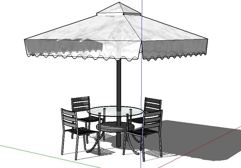 草图大师室外桌椅子太阳伞SU模型庭院景观户外家具沙发座椅组件库 第38张