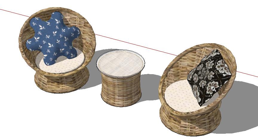 草图大师室外桌椅子太阳伞SU模型庭院景观户外家具沙发座椅组件库 第41张