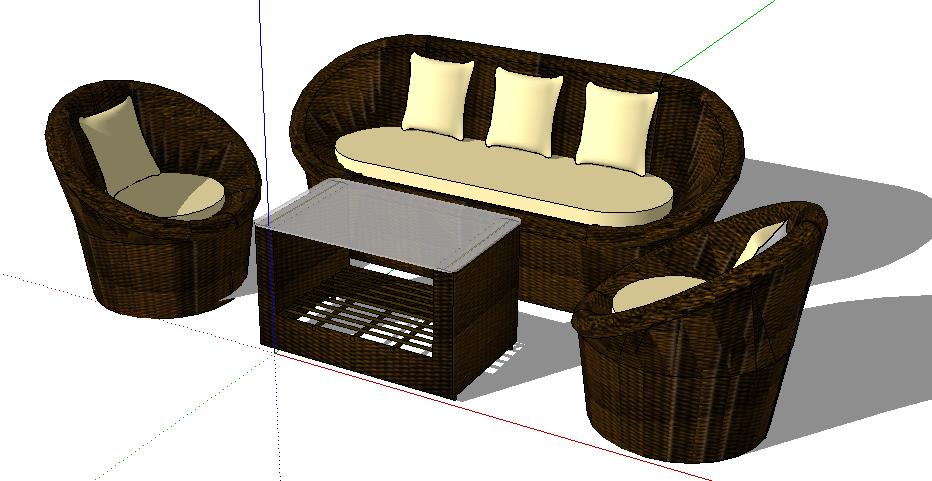 草图大师室外桌椅子太阳伞SU模型庭院景观户外家具沙发座椅组件库 第43张