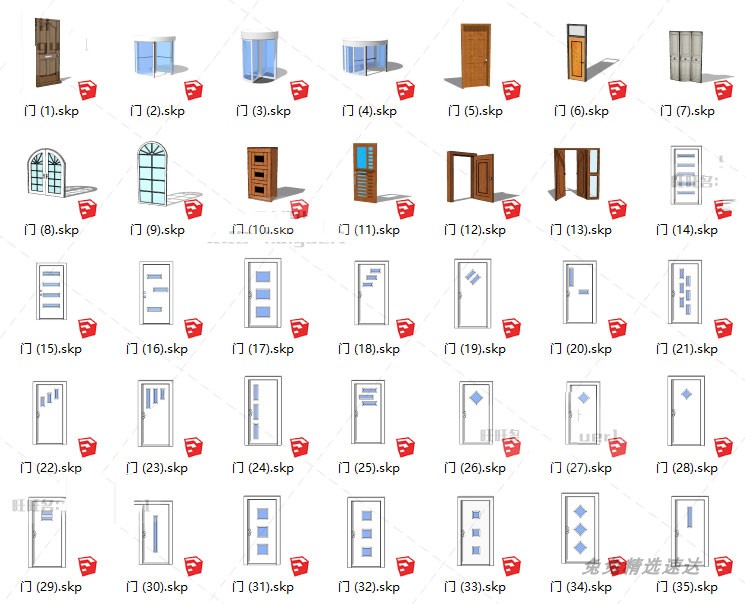 SU室内门门套房门家具构件模型素材草图大师sketchup现代家装设计 第21张