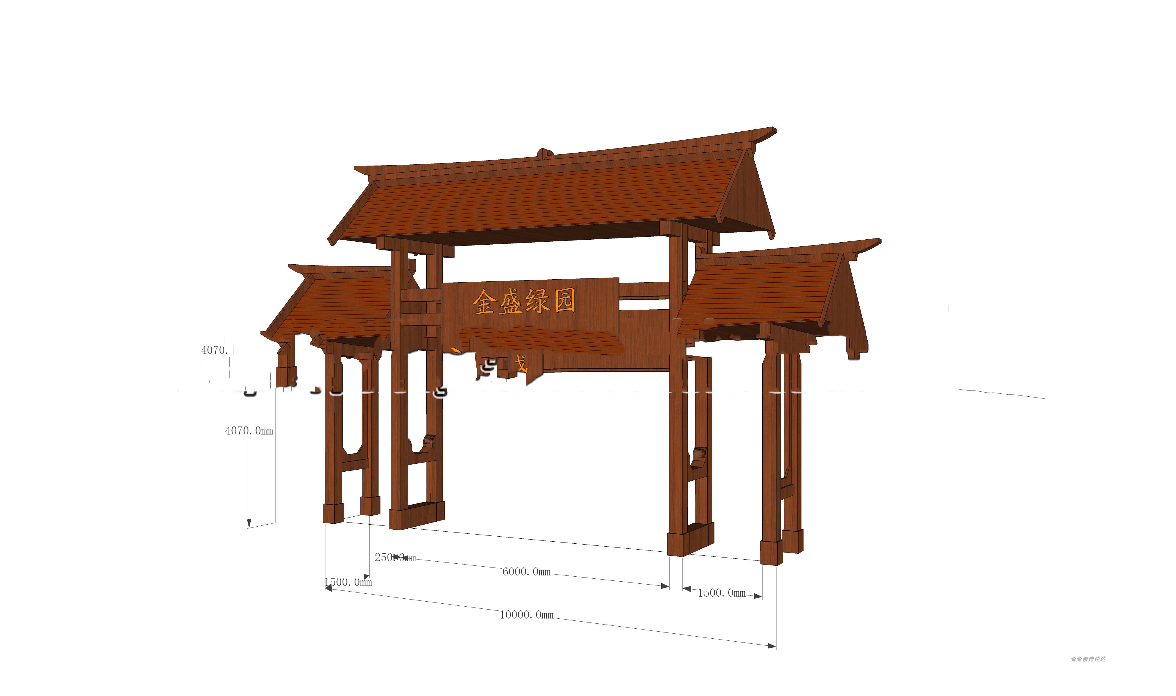 徽派村庄农家乐农庄乡村入口标识导视马头墙SU模型sketchup 第11张