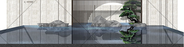 园林景观新中式新亚洲景墙片石水景SU模型sketchup草图大师 第6张