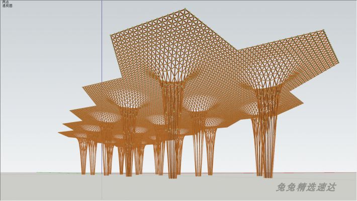 SketchUp现代异形曲面折面新中式廊架 花架亭 环艺景观小品su模型 第8张