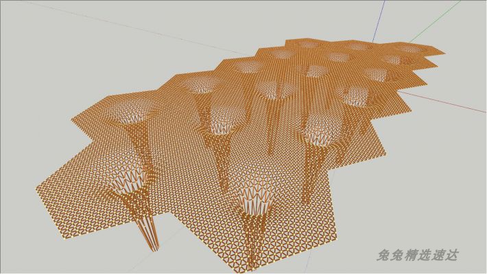 SketchUp现代异形曲面折面新中式廊架 花架亭 环艺景观小品su模型 第10张