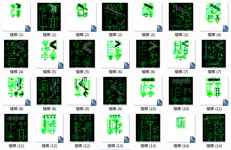 16款时尚楼梯/玻璃栏杆CAD施工图纸 旋转楼梯节点大样详图素材 第6张