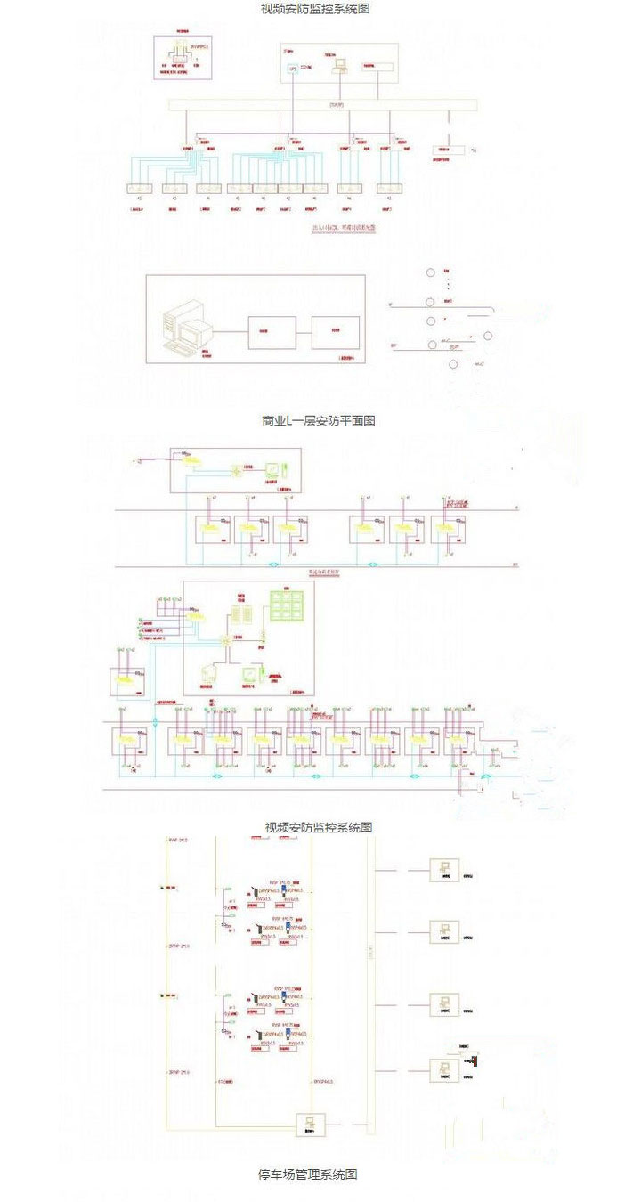 安防监控弱电系统设计CAD图纸建筑施工布控机房电气接线素材 第9张