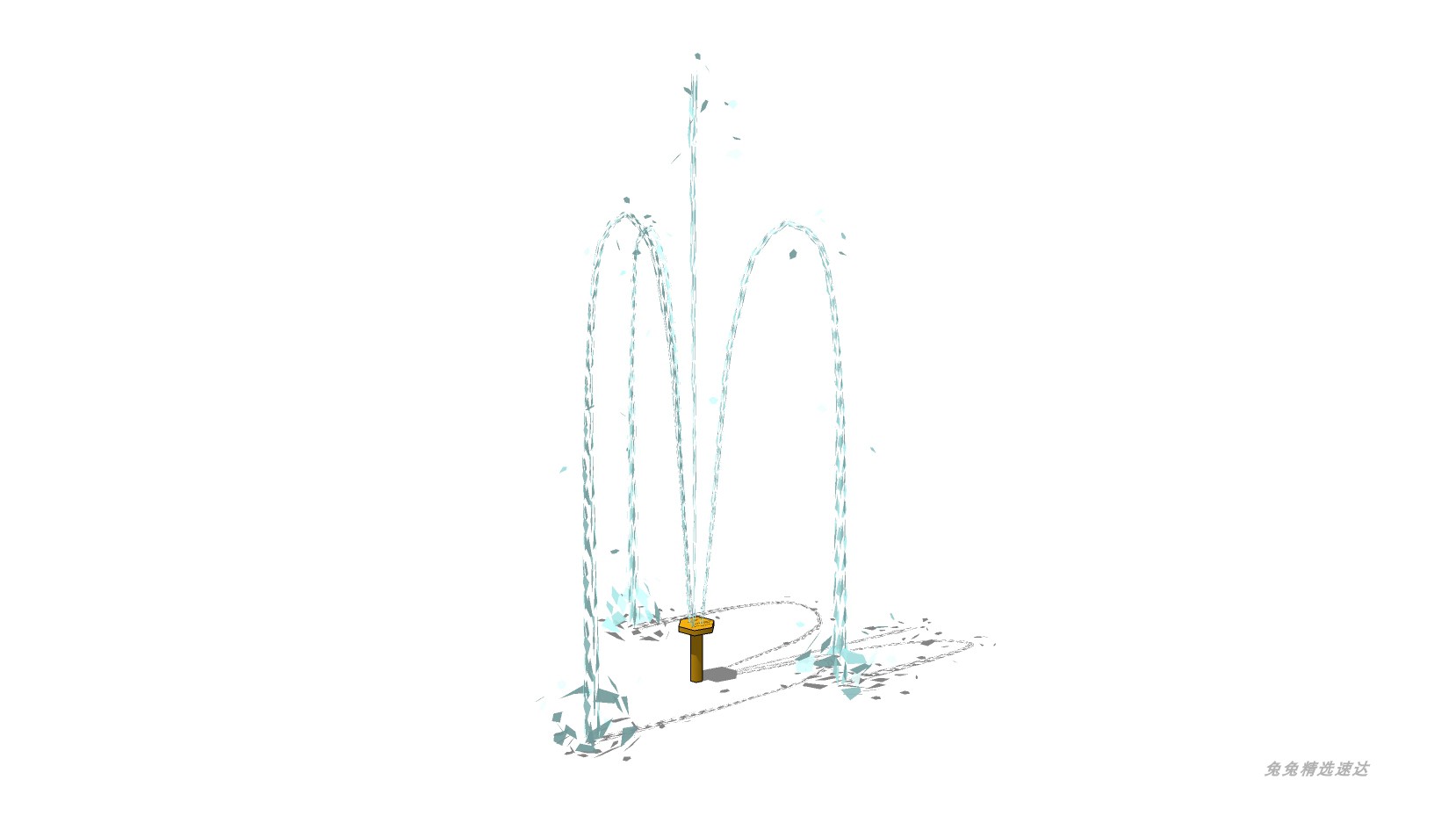 园林景观水景sketchup水柱水花跌水叠水喷泉涌泉旱喷SU模型 第11张