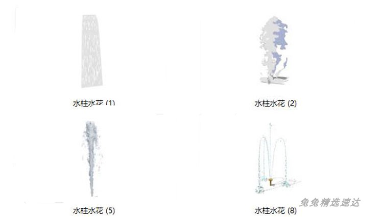 园林景观水景sketchup水柱水花跌水叠水喷泉涌泉旱喷SU模型图片