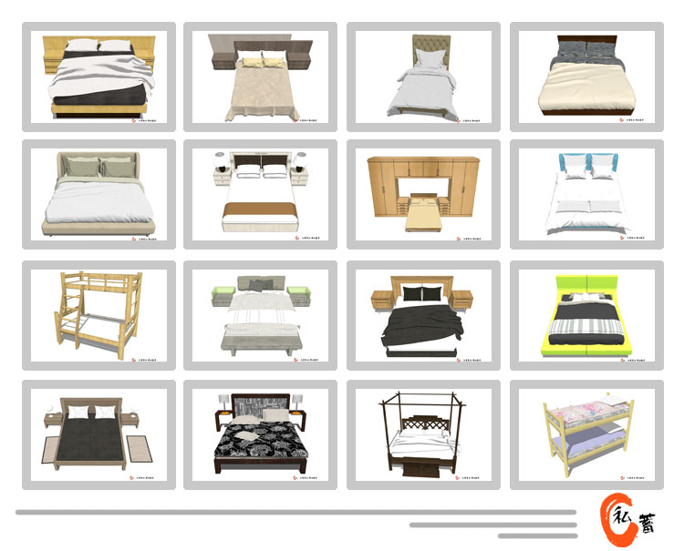 SU草图大师现代家具室内单体创意桌椅床沙发sketchup模型设计素库 第10张