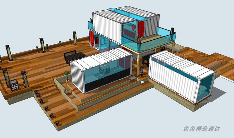SU草图大师集装箱改造建筑模型sketchup别墅景观设计组件素材 第10张