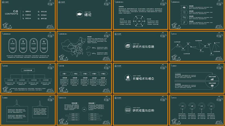 黑板报风开题报告毕业答辩报告大学通用PPT模板 第3张