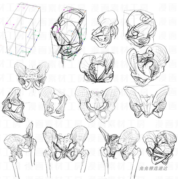 Pixiv漫画人体动态线稿 造型姿势角度 线稿草图 绘画速写临摹素材 第16张