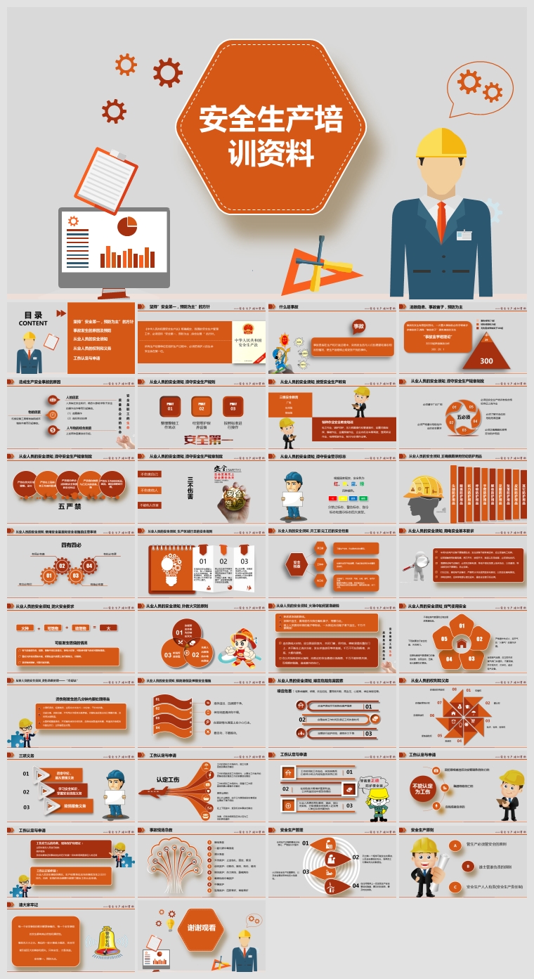 安全生产月总结企业工程厂建筑煤矿安全教育培训PPT模板课件动态 第11张