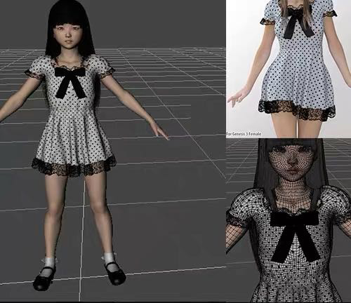 obj fbx maya 3D C4D Daz日系人物角色小女孩姑娘少女模型A1318 第1张