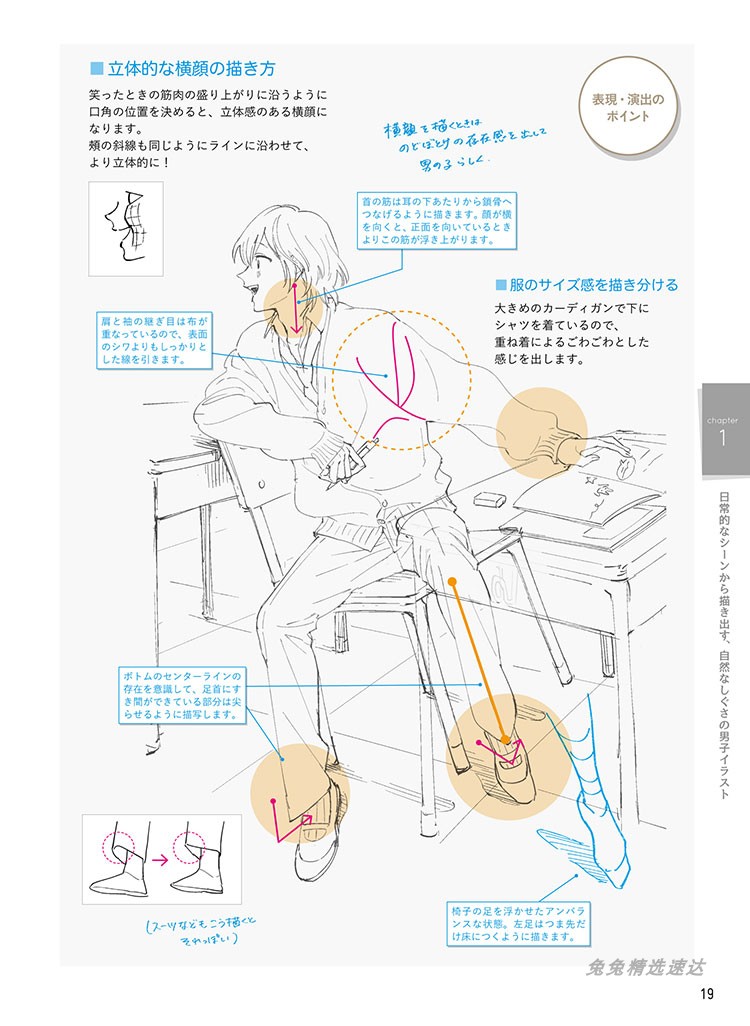 动漫画 愛され男子の描き方 线稿造型 衣服褶皱技法图解美术素材 第8张