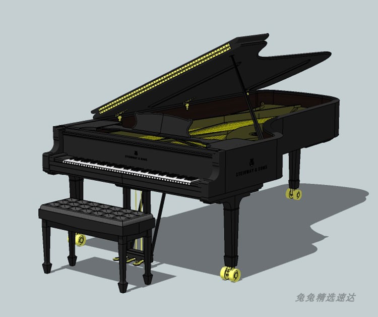 sketchup草图大师钢琴su模型乐器piano模型su素材合集电子琴草图 第8张