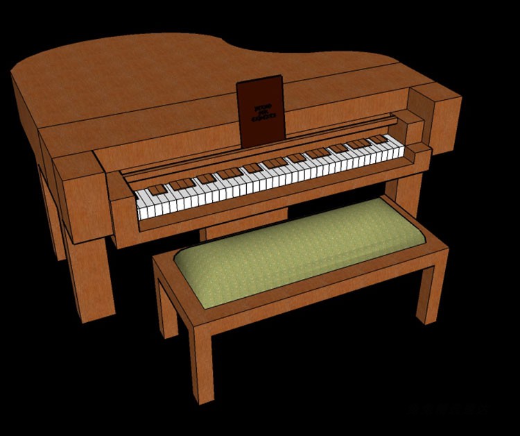 sketchup草图大师钢琴su模型乐器piano模型su素材合集电子琴草图 第17张