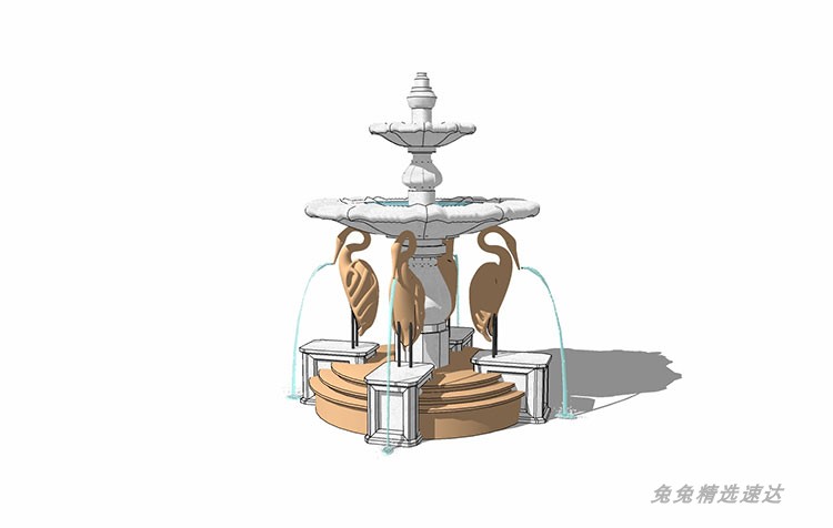 景观水鸟白鹤仙鹤水景雕塑装饰小品sketchup草图大师SU模型 第16张