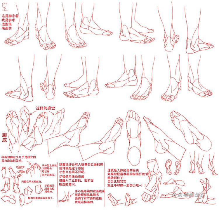 腿部脚足速写动态线稿绘画资料图片集 人体绘画教程参考素材 第5张