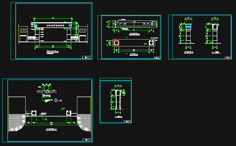 建筑小区公园厂房大门入口住宅CAD施工图纸 学校工厂围墙设计素材 第10张
