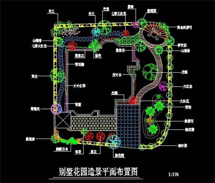 私人别墅小庭院景观设计方案CAD平面施工图纸花园绿化造景素材 第14张