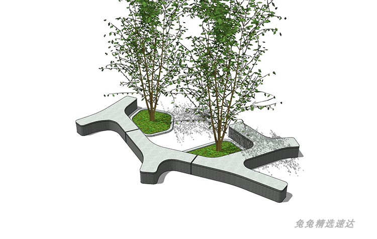 草图大师创意坐凳子SU模型现代异形树池长凳座椅商业广场景观小品 第15张