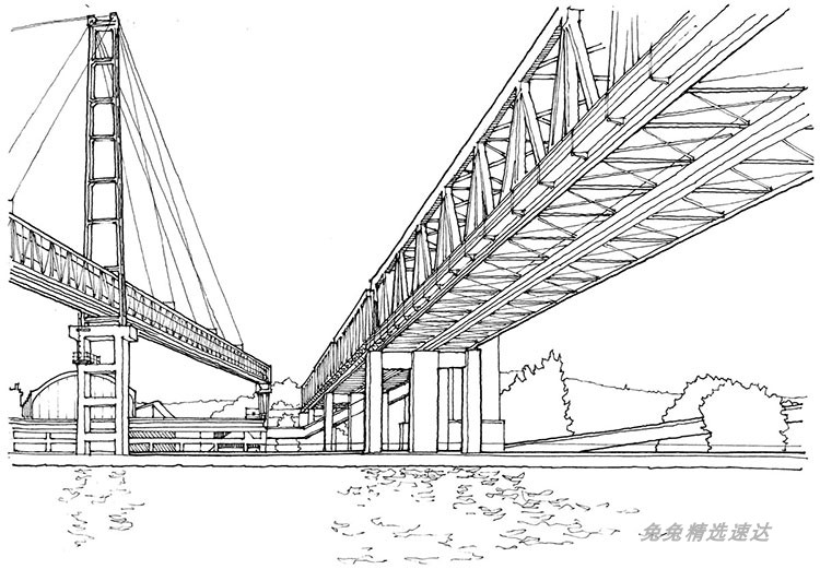 千张国外建筑手绘风景钢笔铅笔水彩临摹线稿线描素材资源清晰大图 第20张