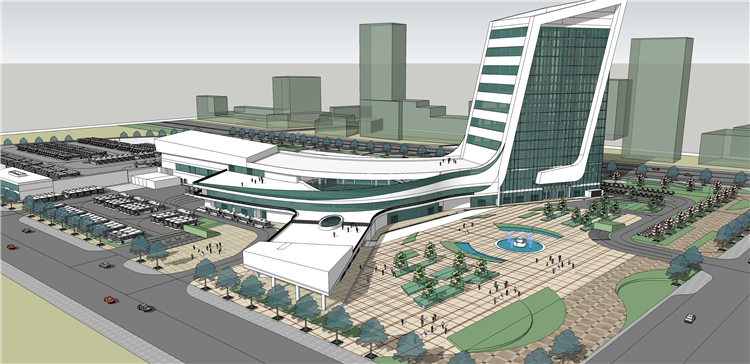 交通车站机场火车站公交客运建筑设计SU模型SketchUp草图大师模型 第19张