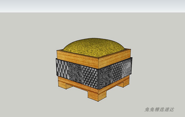 sketchup老树桩座椅中式树雕根雕石桌茶艺茶具茶几根艺小品SU模型 第17张