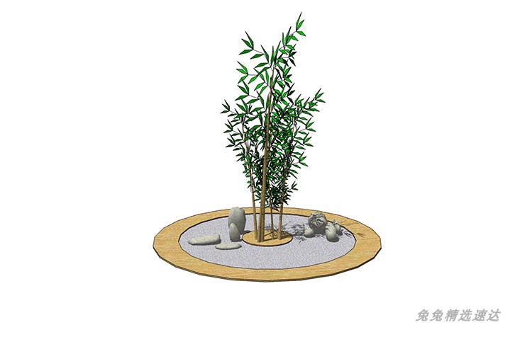 中式日式枯山水庭院植物竹子盆栽小品sketchup景观SU模型 第4张