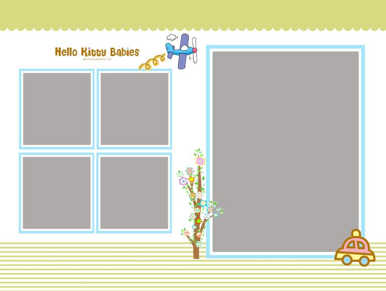 儿童模板psd竖板版4张5张多照片可爱相册模板影楼ps设计素材 第4张