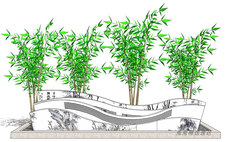 新中式文化景观墙古典园林景墙SU模型草图大师浮雕广场雕塑小品 第11张