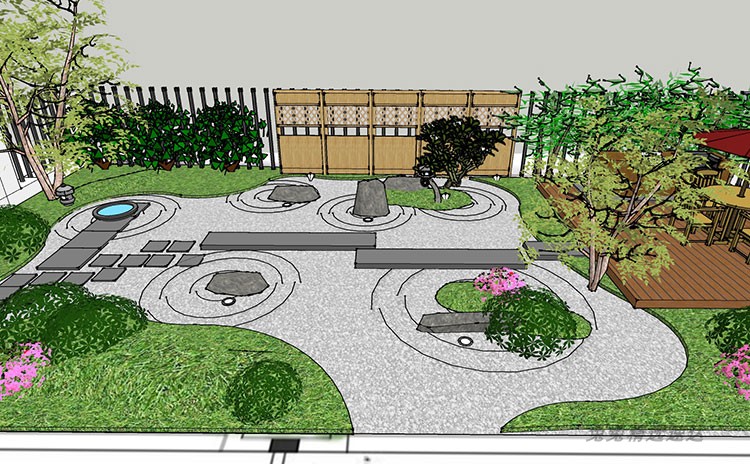 SU模型日式庭院别墅景观枯山水风格/静雅日本庭院草图大师模型 第10张