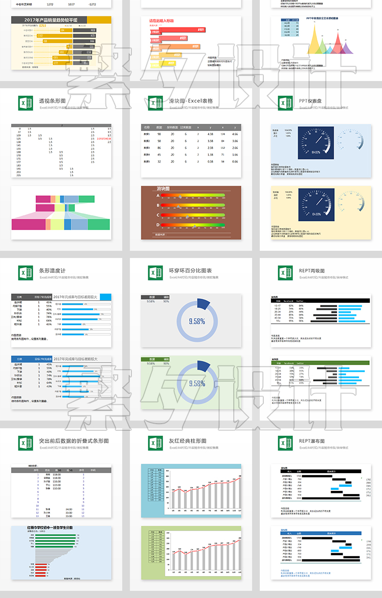 可视化图表素材 Excel模板办公表格多彩数据自动生成提高效率 第12张