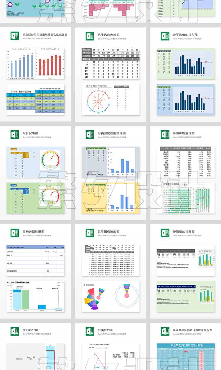 可视化图表素材 Excel模板办公表格多彩数据自动生成提高效率 第18张